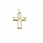 Goden cross k14 with zircon and white gold details k14  (code H1895)